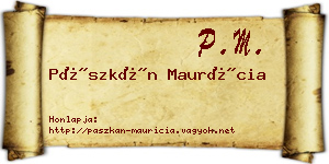 Pászkán Maurícia névjegykártya